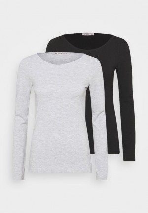 Anna Field 2 Pack Long Sleeved Top T-shirt Dam Svarta | NZW-509831