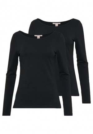 Anna Field 2 Pack Long Sleeved Top T-shirt Dam Svarta | YVA-841320