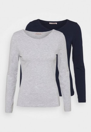 Anna Field 2 Pack Long Sleeved Top T-shirt Dam Mörkblå | YDI-875049