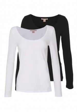 Anna Field 2 Pack Long Sleeved Top T-shirt Dam Svarta | BDI-304627