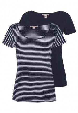 Anna Field 2 Pack Print T Shirt T-shirt Dam Mörkblå | WBP-916278