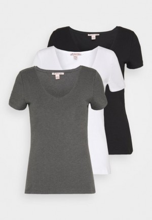 Anna Field 3 Pack Basic T Shirt T-shirt Dam Svarta | ACX-673021