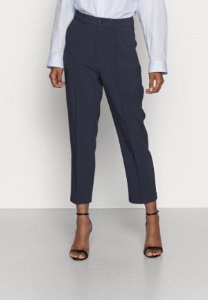 Anna Field Basic Bussiness Pants With Pintucks Trousers Långbyxor Dam Mörkblå | PWH-489610