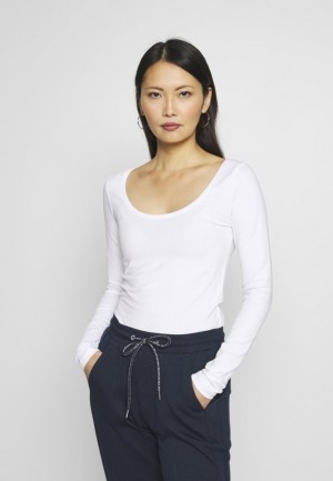 Anna Field Basic Round Neck Long Sleeves Long Sleeved Top T-shirt Dam Vita | NDM-872519