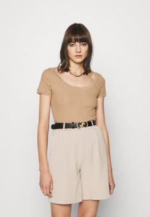 Anna Field Basic T Shirt T-shirt Dam Beige | SQF-254378