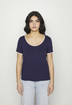 Anna Field Basic T Shirt T-shirt Dam Mörkblå | PTF-185732