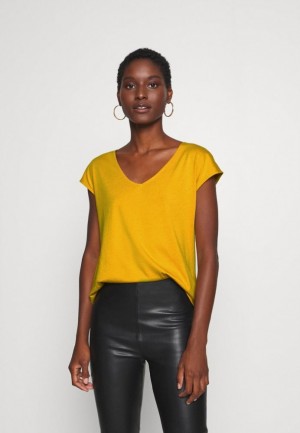 Anna Field Basic T Shirt T-shirt Dam Mörkgula | TKU-463597