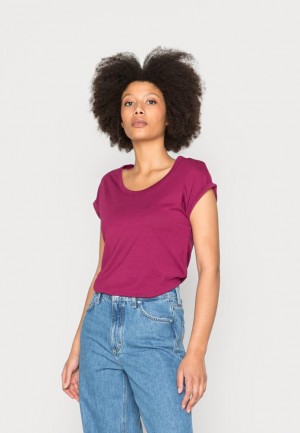 Anna Field Basic T Shirt T-shirt Dam Mörkröda | JWT-378546