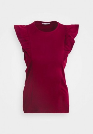 Anna Field Basic T Shirt T-shirt Dam Mörkröda | YDL-802476