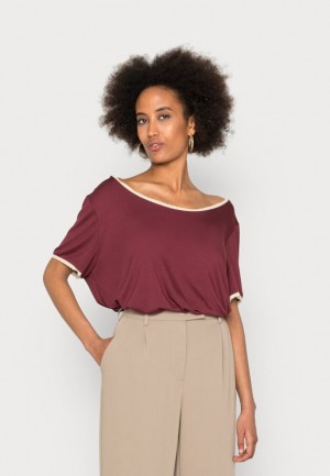 Anna Field Basic T Shirt T-shirt Dam Mörkröda | TER-308795