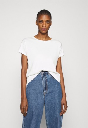 Anna Field Basic T Shirt T-shirt Dam Vita | OHE-426598