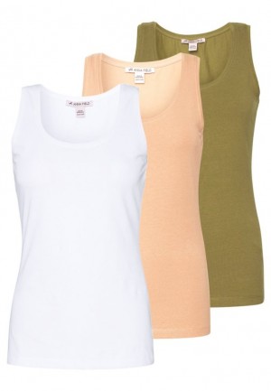 Anna Field Basic Tank 3er Pack Top T-shirt Dam Vita | VFA-840761