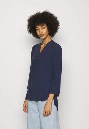 Anna Field Basic V Neck Blouse Blouse Skjorta Dam Mörkblå | QEF-860412