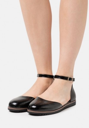 Anna Field Bekvämlighet Ankle Rem Ballet Pumps Ballerina Dam Svarta | PCG-835617