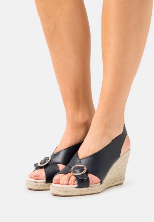 Anna Field Bekvämlighet Läder Platform Sandals Sandaler Dam Mörkblå | XTK-653241