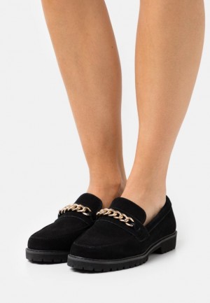Anna Field Bekvämlighet Läder Slip Ons Låga Skor Dam Svarta | FIK-275638
