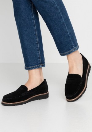 Anna Field Bekvämlighet Läder Slip Ons Låga Skor Dam Svarta | XAV-083527