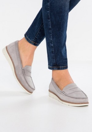 Anna Field Bekvämlighet Läder Slip Ons Låga Skor Dam Grå | VLB-492367