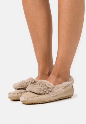 Anna Field Bekvämlighet Läder Slippers Låga Skor Dam Beige | DME-860532