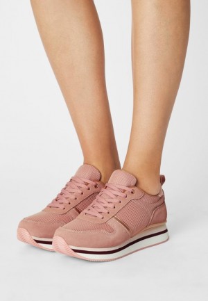 Anna Field Bekvämlighet Läder Trainers Sneakers Dam Rosa | OFJ-520963