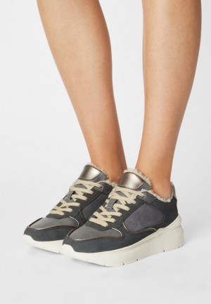 Anna Field Bekvämlighet Läder Trainers Sneakers Dam Blå | YHT-642753
