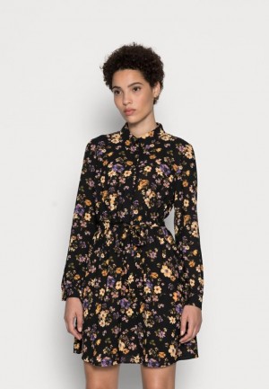Anna Field Belted Blouse Klänning Shirt Klänning Klänning Dam Svarta | GLC-648957