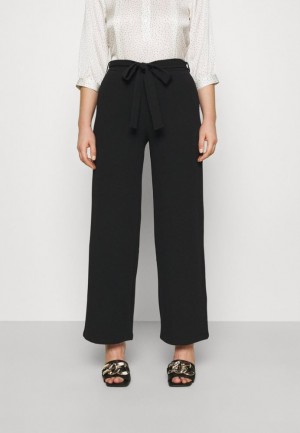 Anna Field Belted Breda Leg Trousers Trousers Långbyxor Dam Svarta | HAK-719420