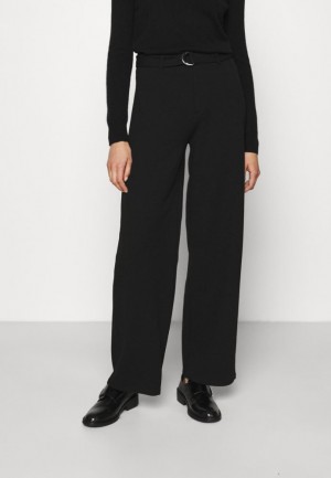 Anna Field Belted Flared Leg Pants Trousers Långbyxor Dam Svarta | HOP-719853