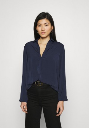 Anna Field Blouse Skjorta Dam Mörkblå | ZYJ-259730
