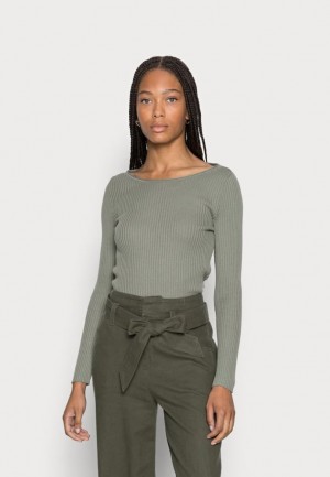 Anna Field Boatneck Jumper Jumper Pullover Dam Gröna | HBS-902854