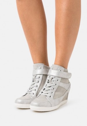 Anna Field Bootie High Top Trainers Sneakers Dam Silver | SYZ-741023