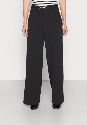 Anna Field Breda Leg Pants With Detail Trousers Långbyxor Dam Svarta | ELG-970418