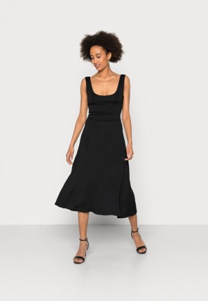 Anna Field Breda Rem Fit Midi Klänning Jersey Klänning Klänning Dam Svarta | QAL-516829