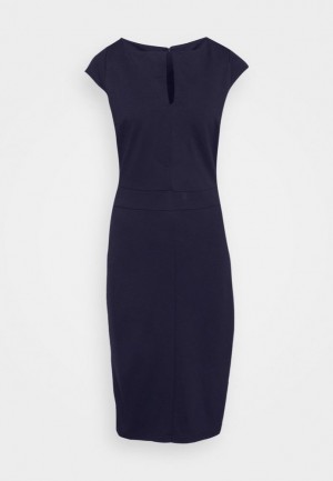 Anna Field Cap Sleeves Hetero V Neck Detailing Mini Klänning Shift Klänning Klänning Dam Mörkblå | RYS-845127