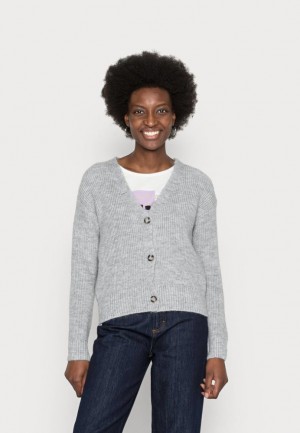 Anna Field Cardigan Kofta Dam Ljusgrå | EOU-648570