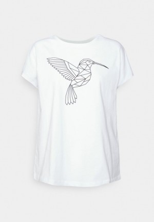 Anna Field Francesca Geometric Brid Tee Print T Shirt T-shirt Dam Vita | LHG-703586