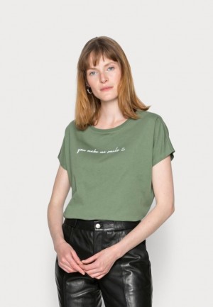 Anna Field Francesca Print T Shirt T-shirt Dam Gröna | CDB-279640