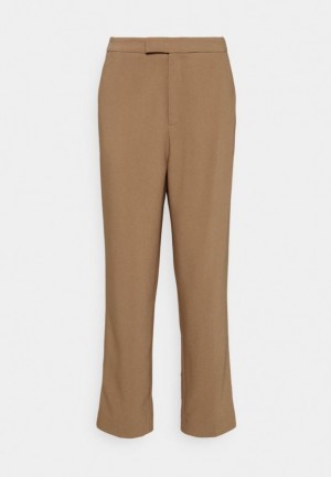 Anna Field High Midja Trousers Trousers Långbyxor Dam Beige | QUK-436017