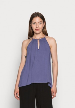 Anna Field Keyhole Halterneck Top T-shirt Dam Blå | EXN-937461