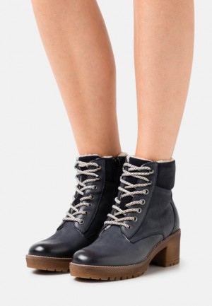 Anna Field Läder Ankle Boots Stövletter Dam Blå | JZO-538601