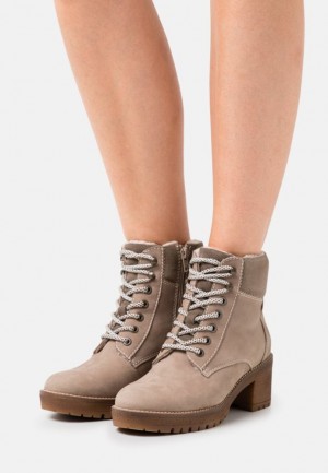 Anna Field Läder Ankle Boots Stövletter Dam Khaki | YJS-670438