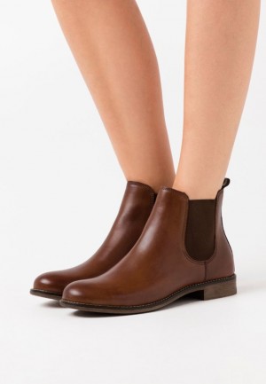 Anna Field Läder Ankle Boots Stövletter Dam Bruna | FTE-079153