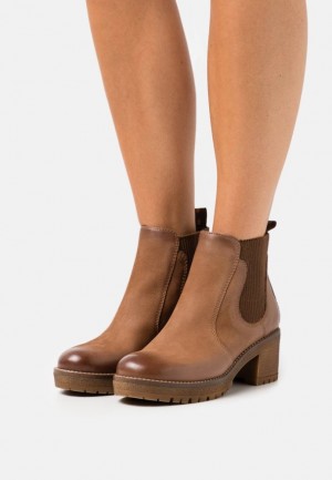 Anna Field Läder Ankle Boots Stövletter Dam Bruna | TWB-652843