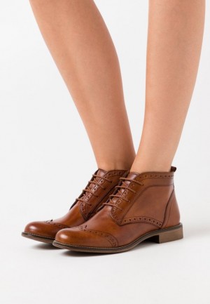 Anna Field Läder Ankle Boots Stövletter Dam Bruna | SHM-896017