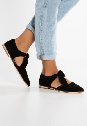 Anna Field Läder Ankle Rem Ballet Pumps Ankle Rem Ballet Pumps Ballerina Dam Svarta | UVT-297451
