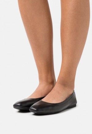 Anna Field Läder Bekvämlighet Ballet Pumps Ballerina Dam Svarta | CPE-304186