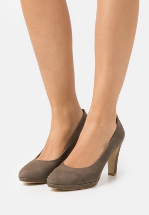 Anna Field Läder Bekvämlighet High Heels Klackar Dam Grå Bruna | TSI-267893