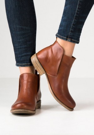 Anna Field Läder Booties Ankle Boots Stövletter Dam Bruna | MOJ-194068