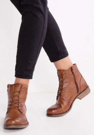 Anna Field Läder Booties Ankle Boots Stövletter Dam Bruna | CXQ-614738