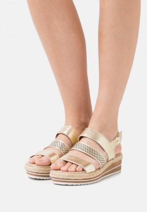 Anna Field Läder Espadrilles Sandaler Dam Guld | LNI-296351